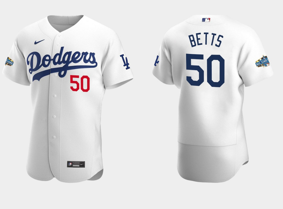 Men's Los Angeles Dodgers #50 Mookie Betts White 2020 All Stars Stitched Jersey